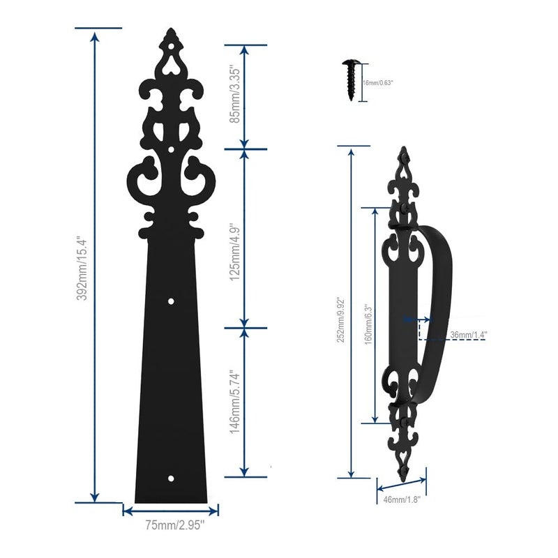CCJH Metal Garage Door Decorative Hardware Hinges Carriage House Accents Screw Mounted 6 PCS Black (Braided Style) - Image 4